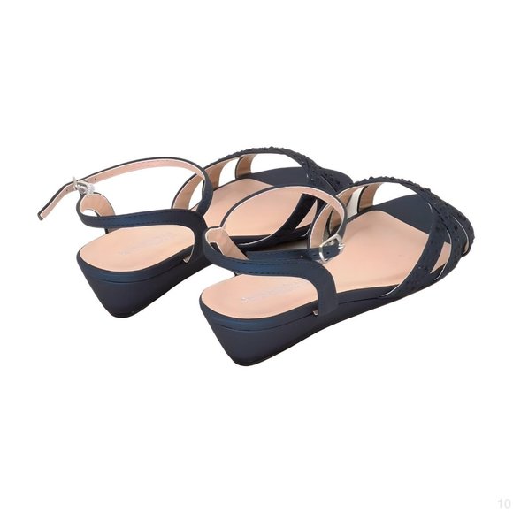 Touch Ups Womens Lena Wedge Sandal, Navy, Size 8 Wide - Picture 3 of 5